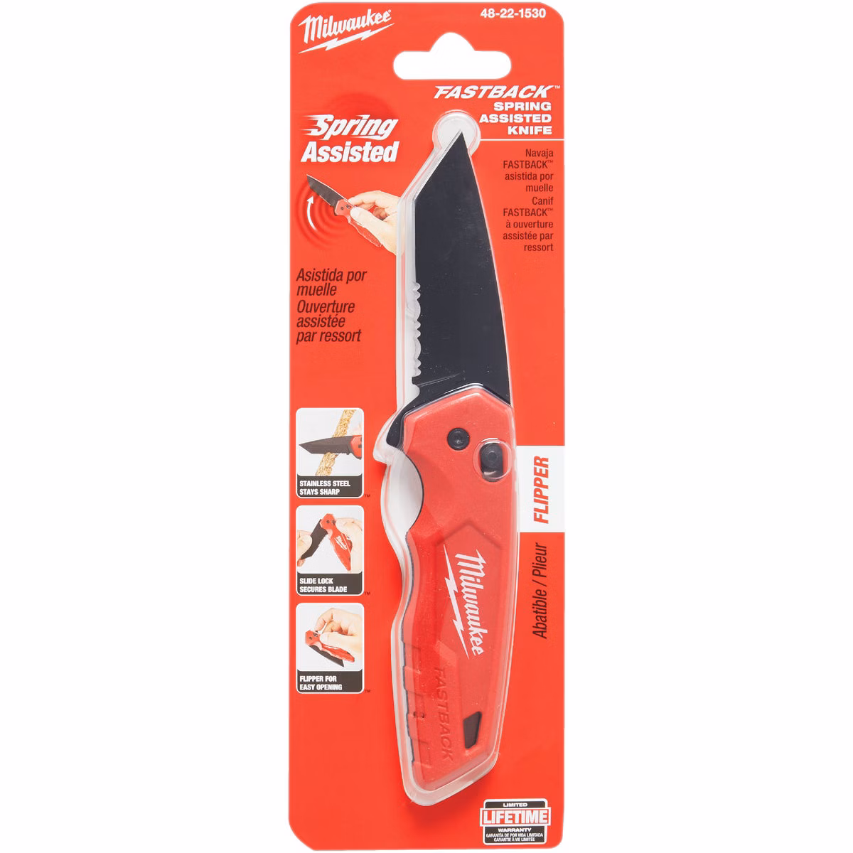 Milwaukee FASTBACK Serrated 3-1/4 In. Folding Knife