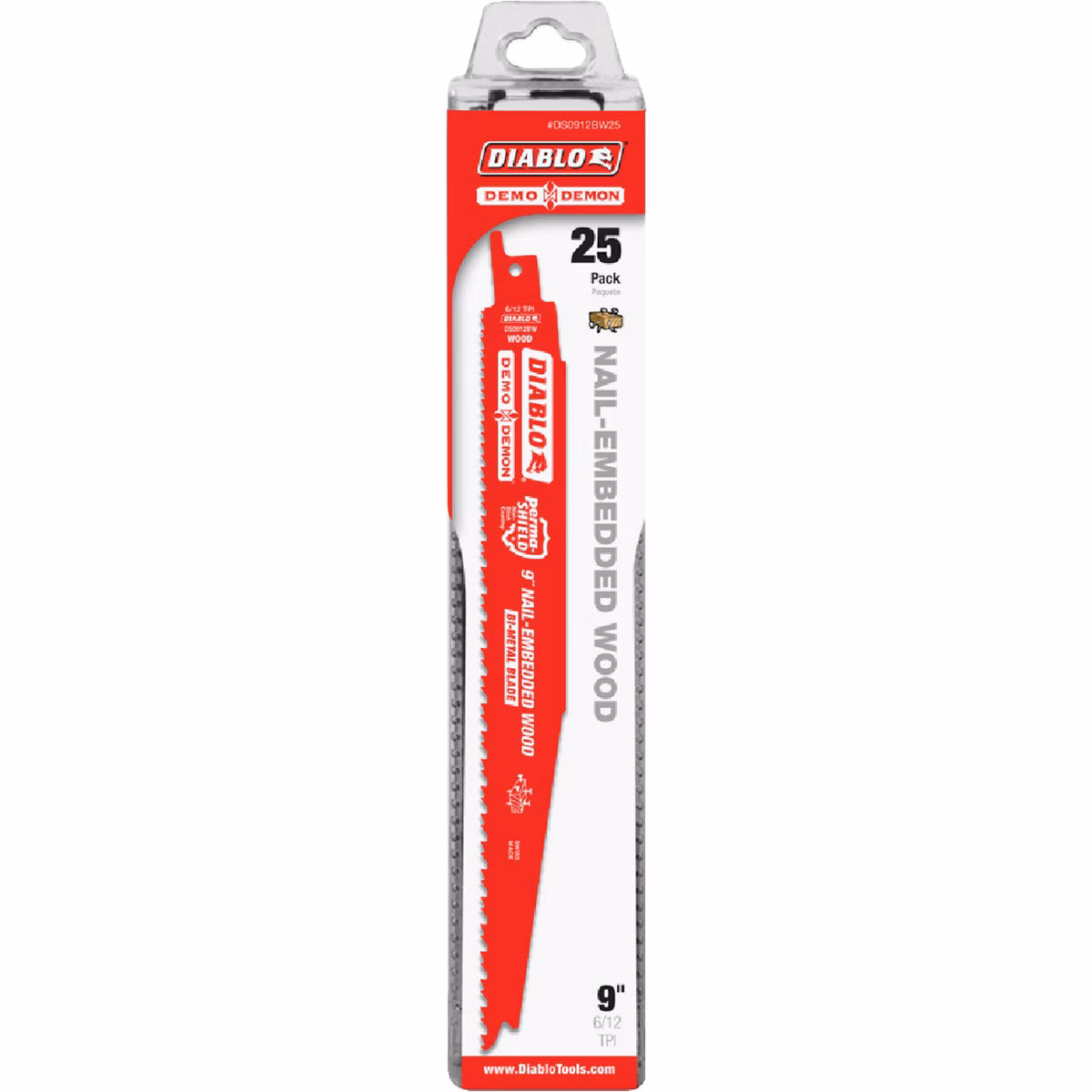 Diablo Demo Demon 9 In. 4/6 TPI Bi-Metal Nail-Embedded Wood Reciprocating Saw Blade (25-Pack)