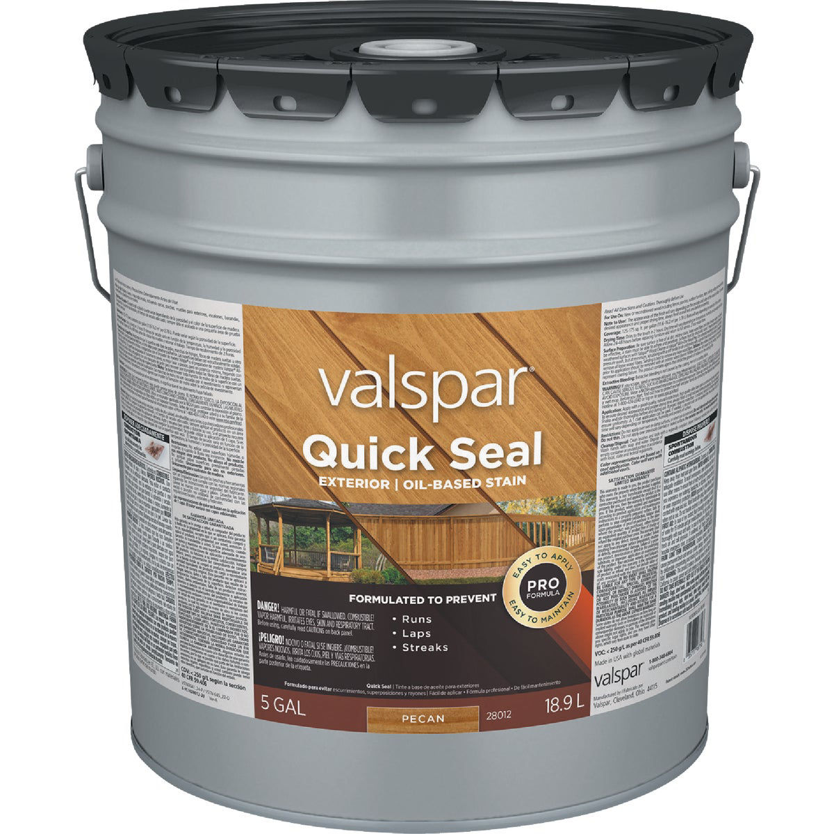 Valspar Quick Seal Oil Based Exterior Stain, Pecan, 5 Gal.
