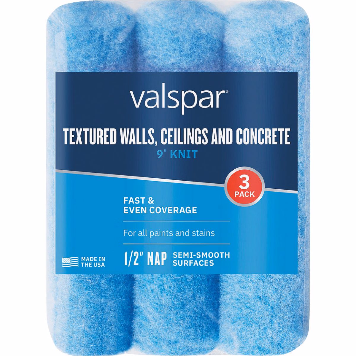 Valspar 9 In. x 1/2 In. Knit Textured Walls, Concrete & Decks Roller Covers (3-Pack)