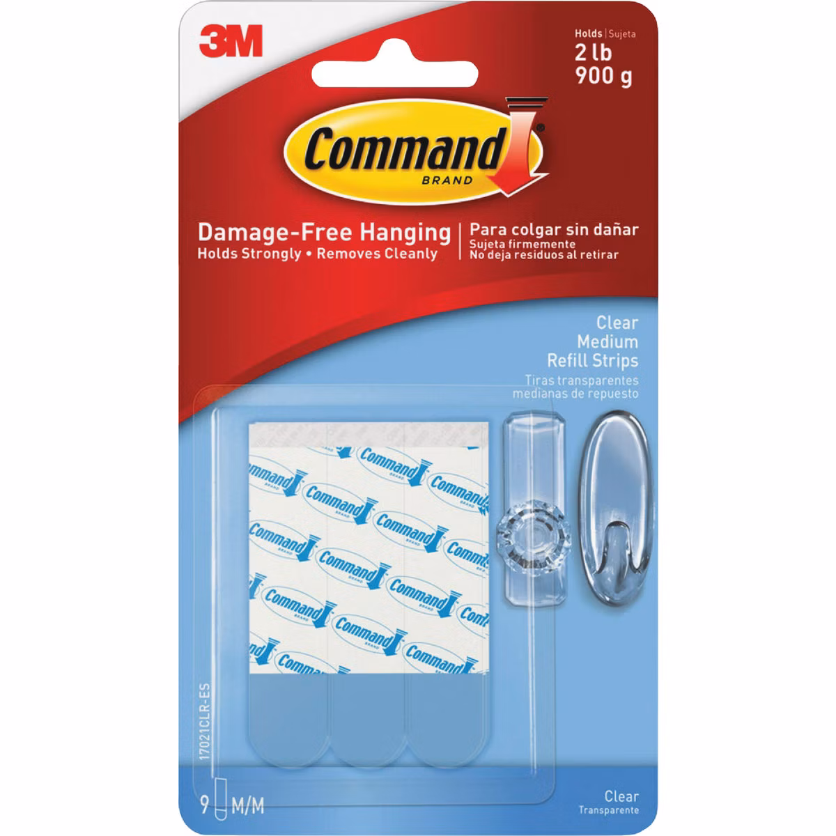 Command Medium Adhesive Strips, Clear, 12 Strips