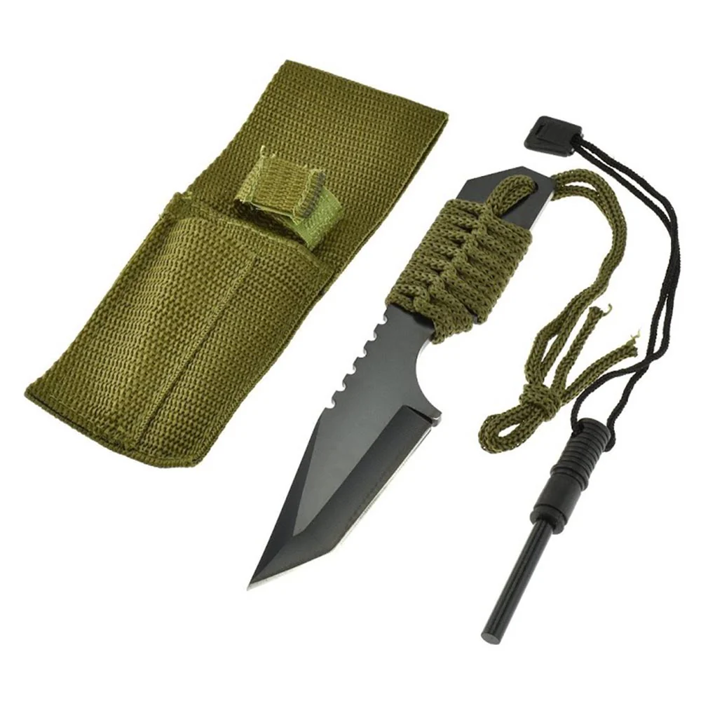 Outdoor 7in Tanto Blade Knife w/ Fire Starter – KHK6320