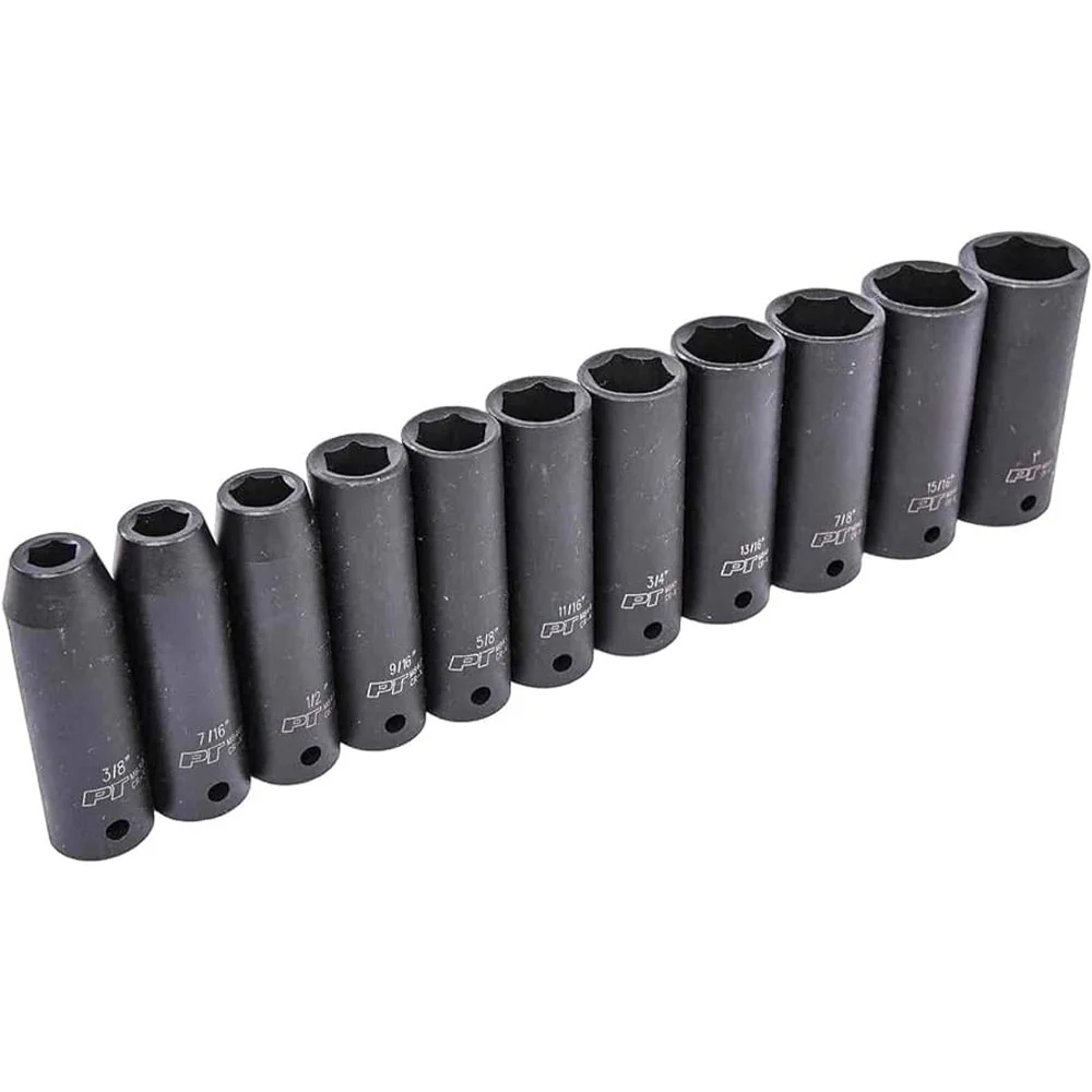 Performance Tool 11pc 1/2in Drive SAE Impact Grade Deep Socket Set – M590DB