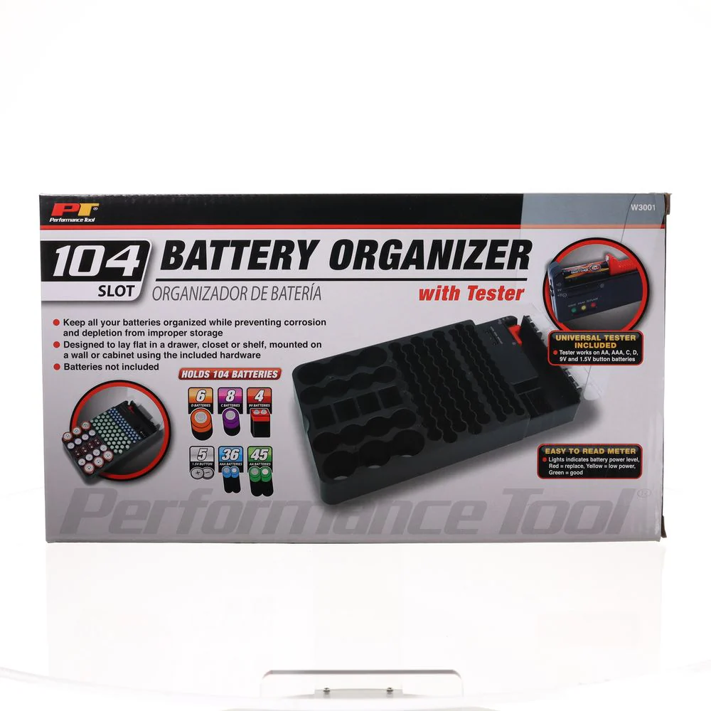 Performance Tool 104 Slot Battery Organizer – W3001